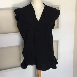 Flutter sleeve black top.